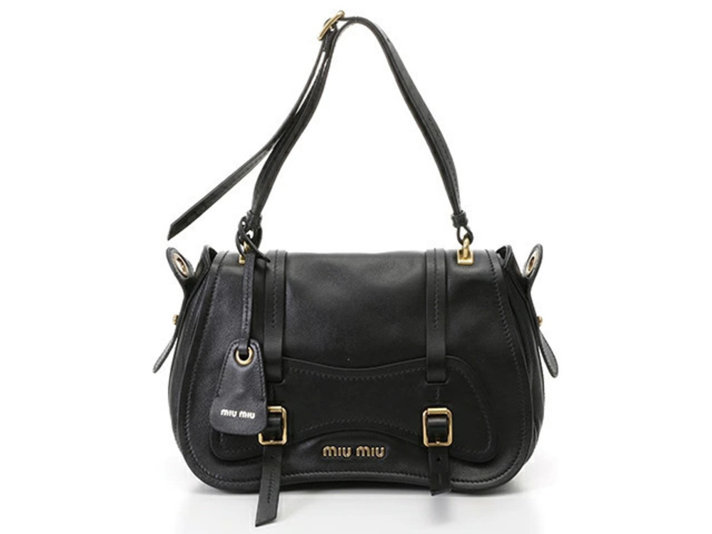 Miu Miu Shoulder Bag Handbag Crossbody Grace Lux Black Leather Calfskin